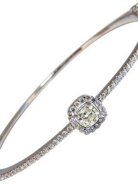 .95ct natural round diamond cluster halo bangle bracelet 14kt*